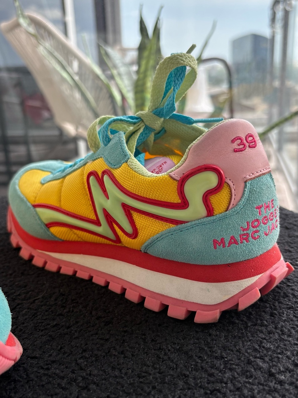 Marc Jacobs Yellow, Teal & Pink Retro Runner Sneakers - Picture 3 of 5